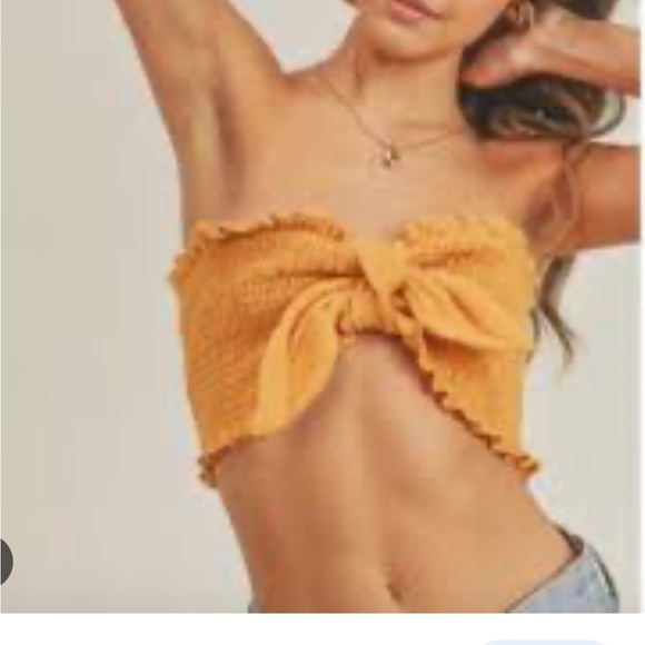 Timing Tiny Floral Print Smocked Tie It Up  Bandeau Top . P325/A2398 - Picture 10 of 10